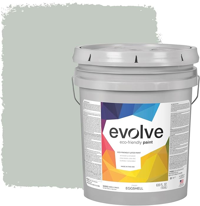 EVOLVE Paint & Primer: Environment-friendly, Low Sheen with One-coat Coverage for Interior & Exterior surfaces (Greenhouse, 5-Gallon)