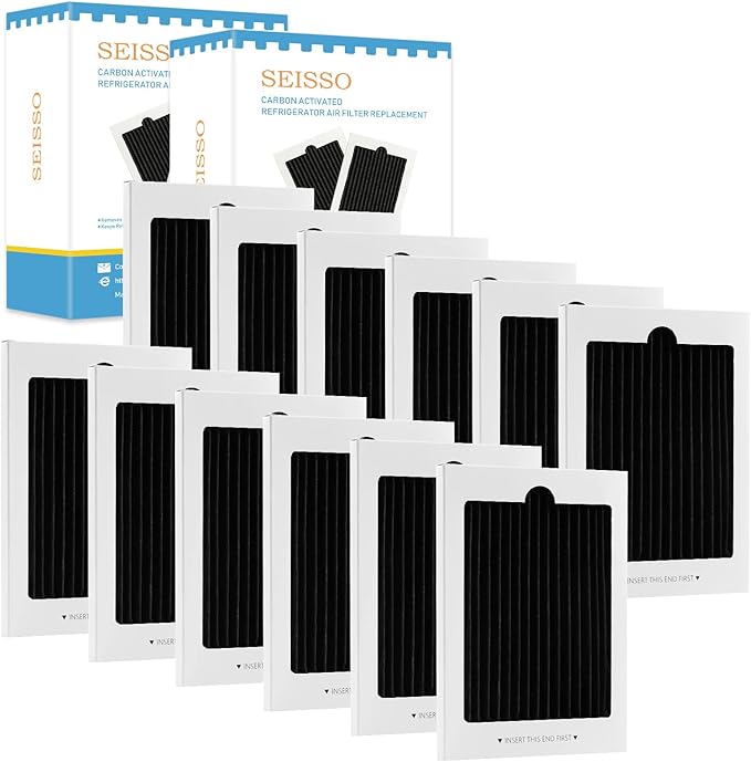 SEISSO Refrigerator Air Filter Replacement, Activated Carbon Filter Compatible with Frigidaire & Electrolux Pure Air Reduce Odors for EAFCBF, PAULTRA, RAF1150 242061001,242047801, 242047804, 12 Pack
