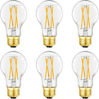 A19 Vintage LED Edison Light Bulbs 60 Watt, E26 Dimmable LED Filament Light Bulbs, 3000K Soft White,6W Equal 60 Watt Incandescent Bulbs,600LM, AC120V, A19 LED Bulb with 90 CRI,COCODI-6Pack (6W-3000K)