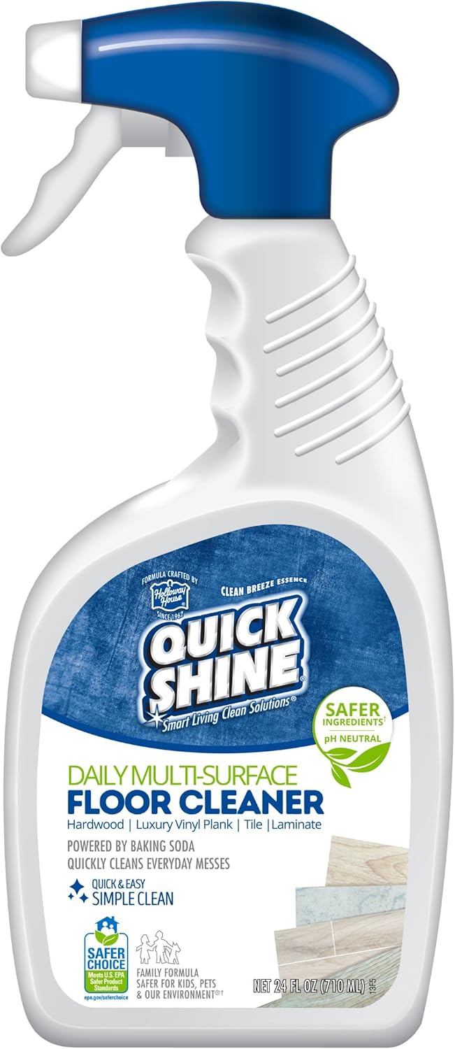 Quick Shine Multi Surface Floor Cleaner Daily Care 24oz | Plant-Based, Ready to Use, Dirt Dissolving, Streak Free, No Rinse | Use on Hardwood, Laminate, Luxury Vinyl Plank, Tile & Stone | Safer Choice
