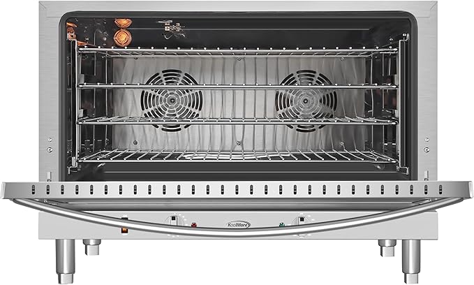 KoolMore 32 in. Commercial Countertop Convection Oven, Holds Full Size Pans, 4 Racks and 3500W of Power, 240V in Stainless-Steel, ETL Listed for Safety and Sanitation (KM-CTCO-44)