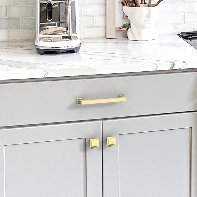 10 Pack Gold Cabinet Knobs Kitchen Brushed Brass Cabinet Pulls Gold Knobs for Dresser Drawer Hardware for Cupboard