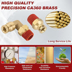 1/4” Quick Push to Connect Fittings Brass Male Straight and Elbow Combination DOT Approved 1/4" Tube OD x 1/4" NPT Thread Air Brake Line Adapter Air Suspension Kit Air Hose Repair Kit 30pcs