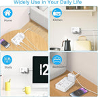 Flat Plug Power Strip Surge Protector, 5ft Ultra Thin Extension Cord with 4 USB Wall Charger(2 USB C Port), 6 Widely-Spaced Outlets Power Strip Compact for Travel, Office, Dorm Room Essentials (White)