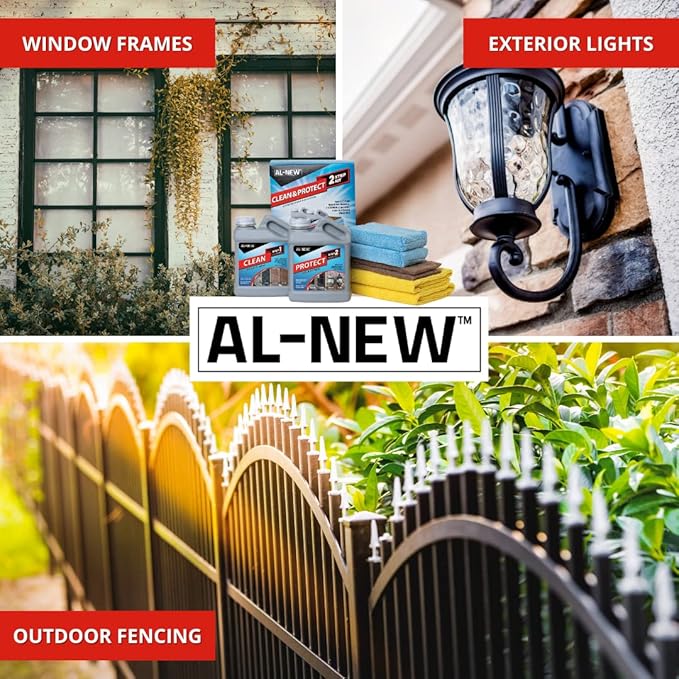 AL-NEW 2 Step Clean & Protect Kit | Clean, Restore, & Protect Your Outdoor Patio Furniture, Garage Doors, Exterior Lights, Window Frames, and More (32 Ounce Kit)