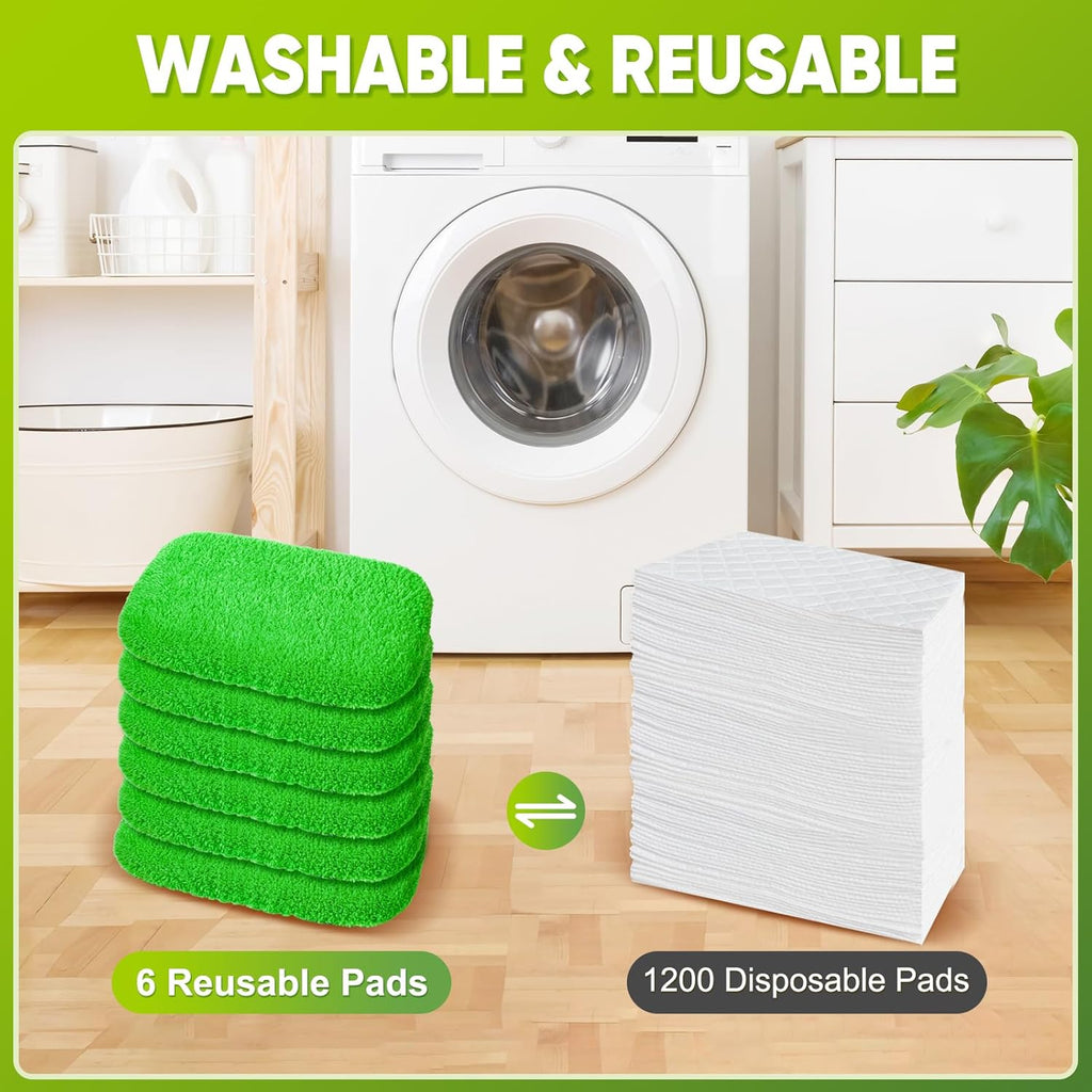 6-Pack Reusable Mop Pads Compatible with Sweeper Mop - 100% Coral Fleece Washable Refills - Microfiber Dry & Wet Sweeping Cloths for Multi-Surface/Hardwood Floor Cleaning