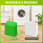 6-Pack Reusable Mop Pads Compatible with Sweeper Mop - 100% Coral Fleece Washable Refills - Microfiber Dry & Wet Sweeping Cloths for Multi-Surface/Hardwood Floor Cleaning