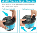 VF3500 HEPA Filter Replacement for Ridgid Shop Vacuum 3/4/4.5 Gallon Wet Dry Portable Vacuums,3-Layer Filters for Ridgid WD3050, WD4070, WD4080, WD4522, WD 4050, 4000RV, 4500RV (2 PACK)