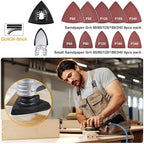 PECHAM 104 Pcs Oscillating Multi Tool Blade, Wood Metal Cutting and Sandpaper Oscillating Tool Accessories with Titanium Quick Tooth Japanese Tooth Multitool Blade Fit More Oscillating Tools