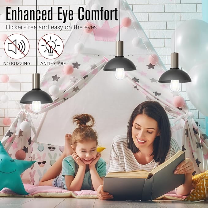 LED Edison Bulbs Dimmable, E26 Bulb 60 watt Equivalent, Cool White 4000K, ST58 Vintage Light Bulbs, 90+ CRI, 6W 600LM, E26 Medium Base, Clear Glass, 10 Pack