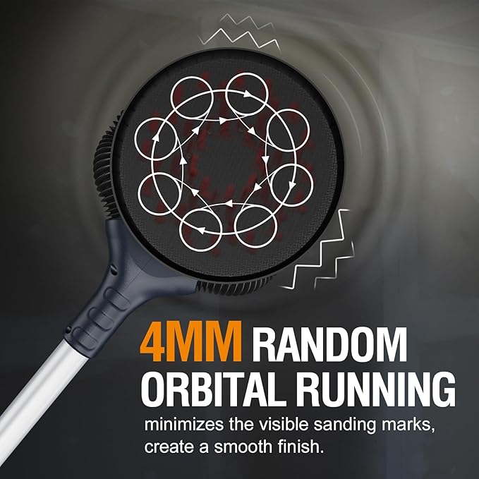 MAXXT 4mm Random Orbital Drywall Sander, Brushless 350W 3.5A Foldable Electric Wall Sander, Sander Tool with 1&2 Mode Suction Switching, Memory Variable Speed, 180° Flex Head, LED Light, Carry Bag