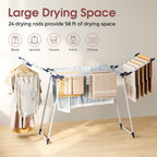APEXCHASER Clothes Drying Rack Foldable, Large Drying Rack Clothing, Winged Laundry Rack Folding Indoor Outdoor, Metal Clothes Airer for Bedding Towel Sweater Heavy Duty, 68.9" X 22" X 39.3", White