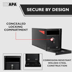 Ilyapa Locking Mailbox with Lock and Key Modern Mailboxes for Outside Post Mount - Black Exterior Powder Coated Steel Heavy Duty Welded Mailbox