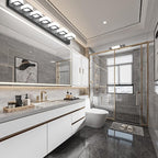 Ralbay 46" LED Modern LED Black Vanity Lights Fixtures 7 Lights Acrylic Matte Black Vanity Lights Modern Black Bathroom Wall Lighting Over Mirror