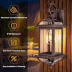 18” Large Outdoor Light Fixtures Oil Rubbed Bronze 2 Pack, Exterior Lights House Porch Lights Outside Sconces Anti-Rust Aluminum Patio Wall Lanterns Brown Wall Mount Lamps, IP65 Waterproof