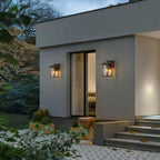 Outdoor Wall Sconce, Outside Porch Light Fixtures, Anti-Rust Exterior Wall Lights in Brown Finish with Clear Glass for Garage Doorway Entryway, 2 Pack