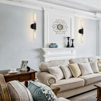 Modern Wall Sconces 24" Knurled Texture Cylinder Bathroom Vanity Lights Fixtures with Clear Striped Glass Shade 2-Lights Brushed Brass Gold Black Indoor Wall Lighting for Bedroom Hallway