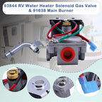 93844 RV Water Heater Solenoid Gas Valve & 91638 Main Burner Kit Fit for Atwood 6 Gallon Water Heater GC6AA-10E,G6A-8E,G6A-6E,GCH6-4E,GH6-6E,Etc