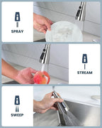 ARCORA Kitchen Faucet Spray Head Brushed Nickel, 3-Function Kitchen Sink Spray Nozzle with 9 Adapters, Kitchen Faucet Head Replacement Compatible with Moen, Delta, American Standard Faucets