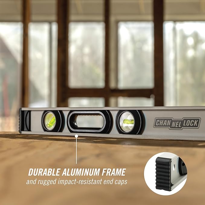 CHANNELLOCK 24-Inch, Professional-Grade Aluminum I-Beam Level with 3 Vials, 5100-0024