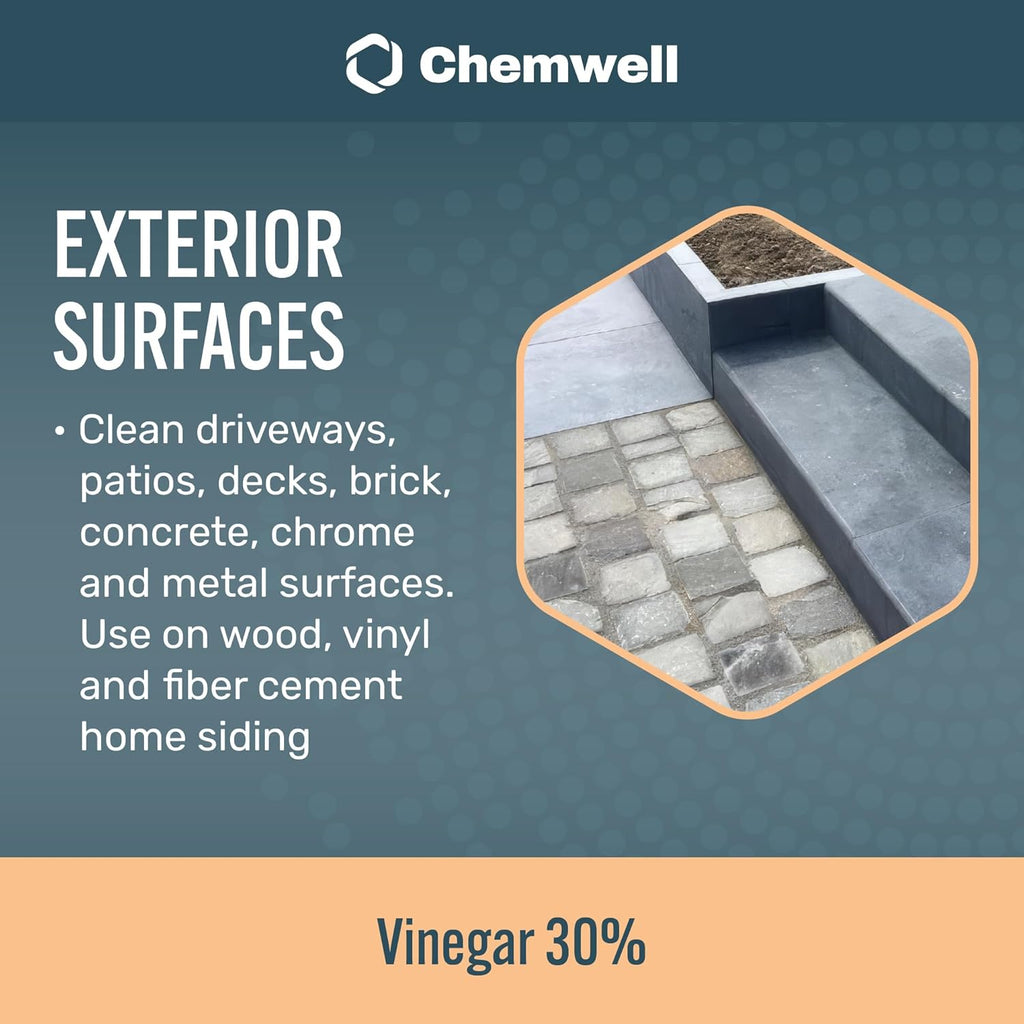 30% Vinegar (1 Gallon) - General Purpose All-Natural Multi-Surface Cleaner for Home, Patio & Commercial - High Performance, Powerful Concentrated Acetic Acid - Made in USA