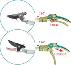 GARTOL Cut & Hold Pole Pruner, 4.2 FT Lightweight Fruit Picker with 180° Rotating Handle, SK5 Steel Blade Cuts up to 1/2 Inch, Long Reach Garden Tree Trimmer & Branch Cutter for Shrubs, Bushes