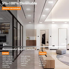 BesLowe 6 Packs 6 Inch 5CCT LED Recessed Ceiling Lights Ultra-Thin with Junction Box, 12W 150W Eqv, 3000K/3500K/4000K/5000K/6500K, 1200LM Dimmable Canless Downlights for Kitchen Hallway Dining Room