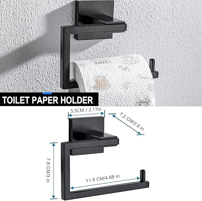 YACVCL 5 Pieces Black Bathroom Accessorie Set 23.6 Inch Towel Bar Set,SUS304Stainless Steel Bathroom Hardware Set,Wall Mounted Towel Holder Set for Bathroom