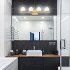 New Bathroom Vanity Light Fixtures Brushed Brass Milk White Globe Glass Shade 4 Lights Modern Wall Bar Sconce Over Mirror