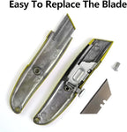 DIYSELF 2Pack Utility Knife Box Cutter Retractable Blade Heavy Duty(Yellow)