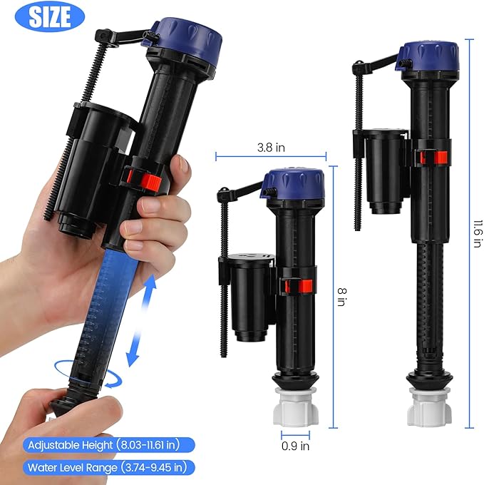 Jamini Toilet Fill Valve Replacement Kit, Quick-Install Inlet Valve with Connector & Refill Tube, Fixes Slow Filling, Leaks, Noisy Tank, Universal for Most Toilet Tanks