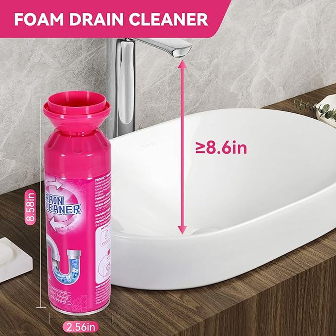 Foaming Drain Cleaner, Sink Cleaner and Deodorizer, Drain Clog Remover for Kitchen Sinks, Tubs, Shower Drains (2pcs, Count, 2)