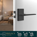 Mega Handles Apex Privacy Door Handle - 1 Pack Reversible Interior Black Door Handle, Heavy Duty Bed & Bath Door Handles with Privacy Door Lock, Fits All Standard Doors - Matte Black