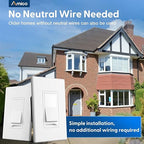 Amico 12 Pack Dimmer Light Switch, Single-Pole or 3-Way Slide Dimmer Switches for Led Lights, Suitable for 150W Dimmable LED/CFL Lights and 600W Incandescent/Halogen, Wall Plate Included, White