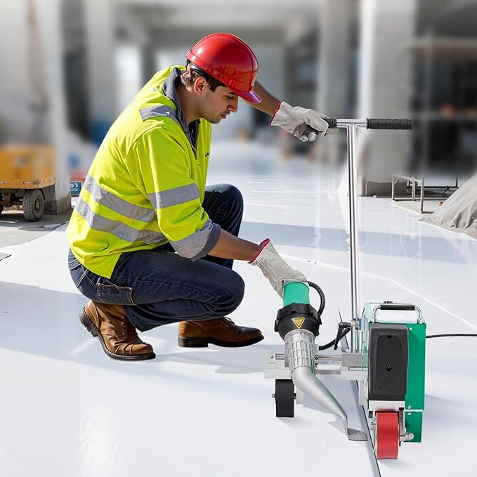 VEVOR Roofing Hot Air Welder, 4200W 220V High Power Plastic PVC TPO CPE Welding Machine - 1.57" Welding Width 0.04-0.12" Thickness, 68 ℉-1202 ℉ Heat Roofing Welding Tool, for Waterproofing Advertising