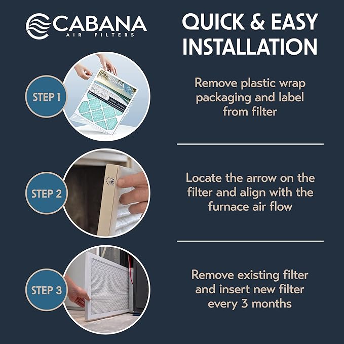 Cabana Filters 6-Pack 20x24x1 MERV 13 AC Furnace Air Filter for Home and Office - Indoor HVAC System Filtration Replacement, Captures Unwanted Particles