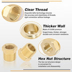 KOOTANS 4pcs Heavy Duty 3/8 NPT Male Thread to 1/4 NPT Female Thread Brass Reducer Hex Bushing Brass Fitting Pipe Hose Tube Adapter Convert