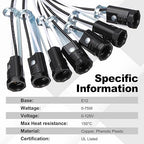 PATIKIL Candelabra Base Lamp Holder Light Socket, 10pcs UL Listed Keyless E12 Bulb Socket with 9.8" Wire Leads for E12 Incandescent LED Light Bulbs, 2.1" Tall