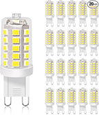 BUBO G9 LED Bulb 5000K Daylight 430 Lumens, 3W Equivalent 40W T4 G9 Halogen Replacement, 360°Beam Angle 120V Non-Dimmable No-Flicker G9 Light Bulbs for Crystal Chandelier Lighting, 20 Pack