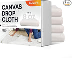 Canvas Drop Cloths 4' x 12', Pack of 4 - Reusable & Eco-Friendly Painters Drop Cloth for Furniture, Surfaces & Floor Protection - 100% Recycled Cotton Canvas Tarp for Home Renovation by IDL Packaging