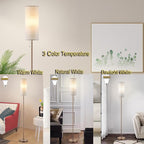 Floor Lamp for Living Room, Modern Standing Lamps with Lampshade, Minimalist Tall Lamp with Chain Switch for Living Room, LED Bulb Included (Beige+Brown)