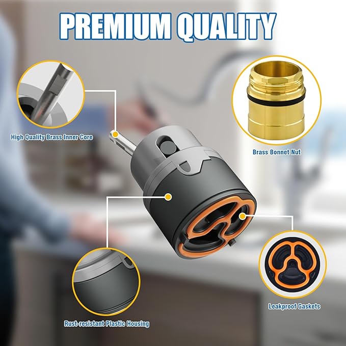 RP50587 Cartridge Compatible with Delta DST Single-Handle Kitchen and Lavatory Faucets (36mm) -Includes RP51503 Bonnet Nut and Allen Wrench