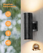 SHIMR Dusk to Dawn Outdoor Lighting 2 Pack, Modern Exterior Light Fixture Wall Mount ETL Listed, Aluminum Waterproof Black Up and Down Outside Lights for House Porch Garage, LED Bulbs Include