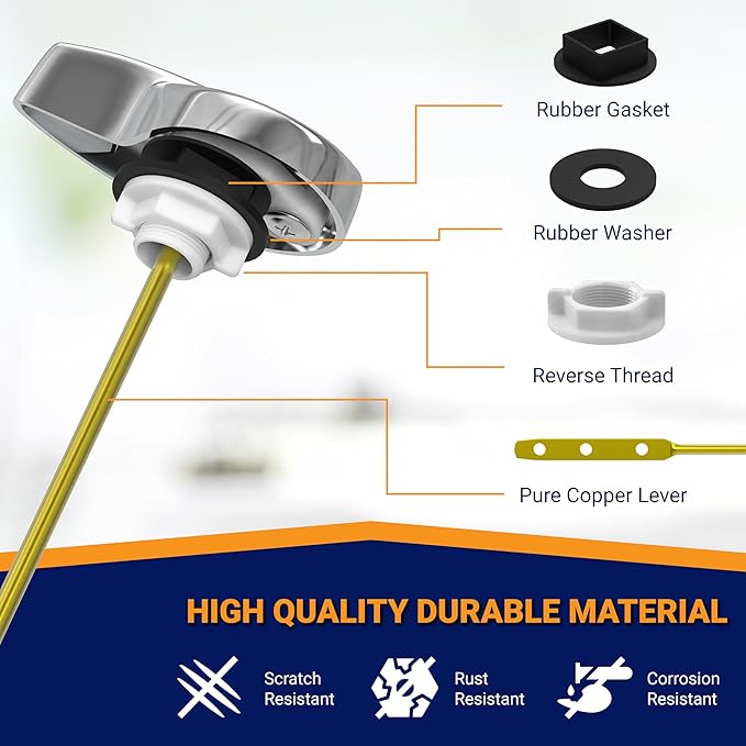 Toilet Handle Replacement (Chrome Polished, Side Mount)