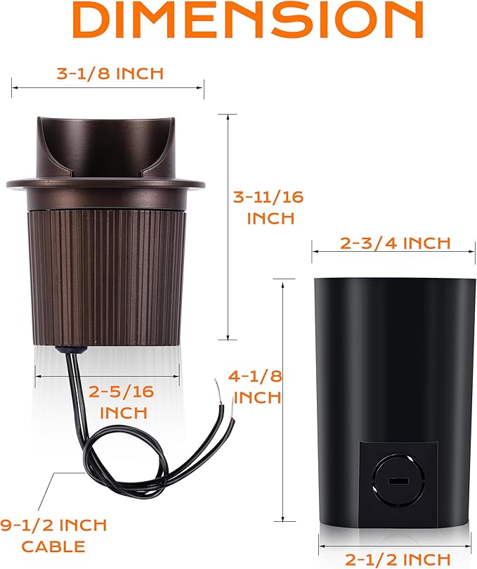 [6 Pack] CLOUDY BAY 9W Well Lights Landscape LED In Ground Outdoor,Shielded Top,Low Voltage 12-24V AC/DC,Waterproof Aluminum Uplights,2700K/3000K/3500K/4000K/5000K,Bronze