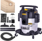 DEWALT 5 Gal Stealthsonic Shop Vacuum Wet and Dry, Ultra-Quiet Stainless Steel Shop Vac, 4 HP Heavy-Duty Vacuum Cleaner with Complete Accessory Kit and 6 Dust Bages for Home, Workshop, Garage, Car