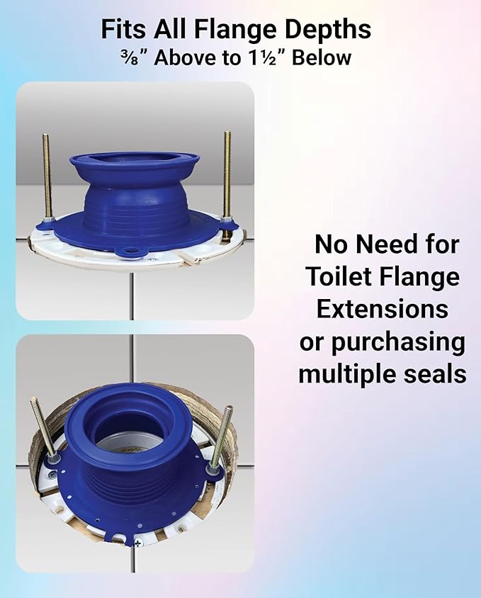 One N Done Toilet Flange Repair Kit – Complete Toilet Wax Ring Replacement Kit – Durable Waxless Toilet Ring – Includes Toilet Flange Bolts and nuts,washers - Toilet Flange Extension Kit (1 Pack)