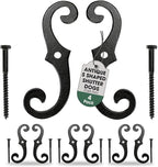 Renovators Supply Shutter Fasteners - Decorative S Style Shutter Dogs Hardware - Rust Resistant Powder Coated External Shutter Tieback Including Mounting Screws - 6.5 Inches, Cast Iron, Pack of 4
