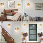 1-Light Gold Wall Sconce,Vanity Light, Modern Bathroom Light fixtures with Clear Glass Shade for Bedroom, Entrance, Hallway, Living Room Wall Mount Bathroom Mirror Fixtures (1PACK)