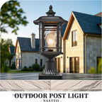 Outdoor Post Light 18.3" Waterproof Pole Light with Water Ripple Glass for Garden Patio Pathway E26 Socket